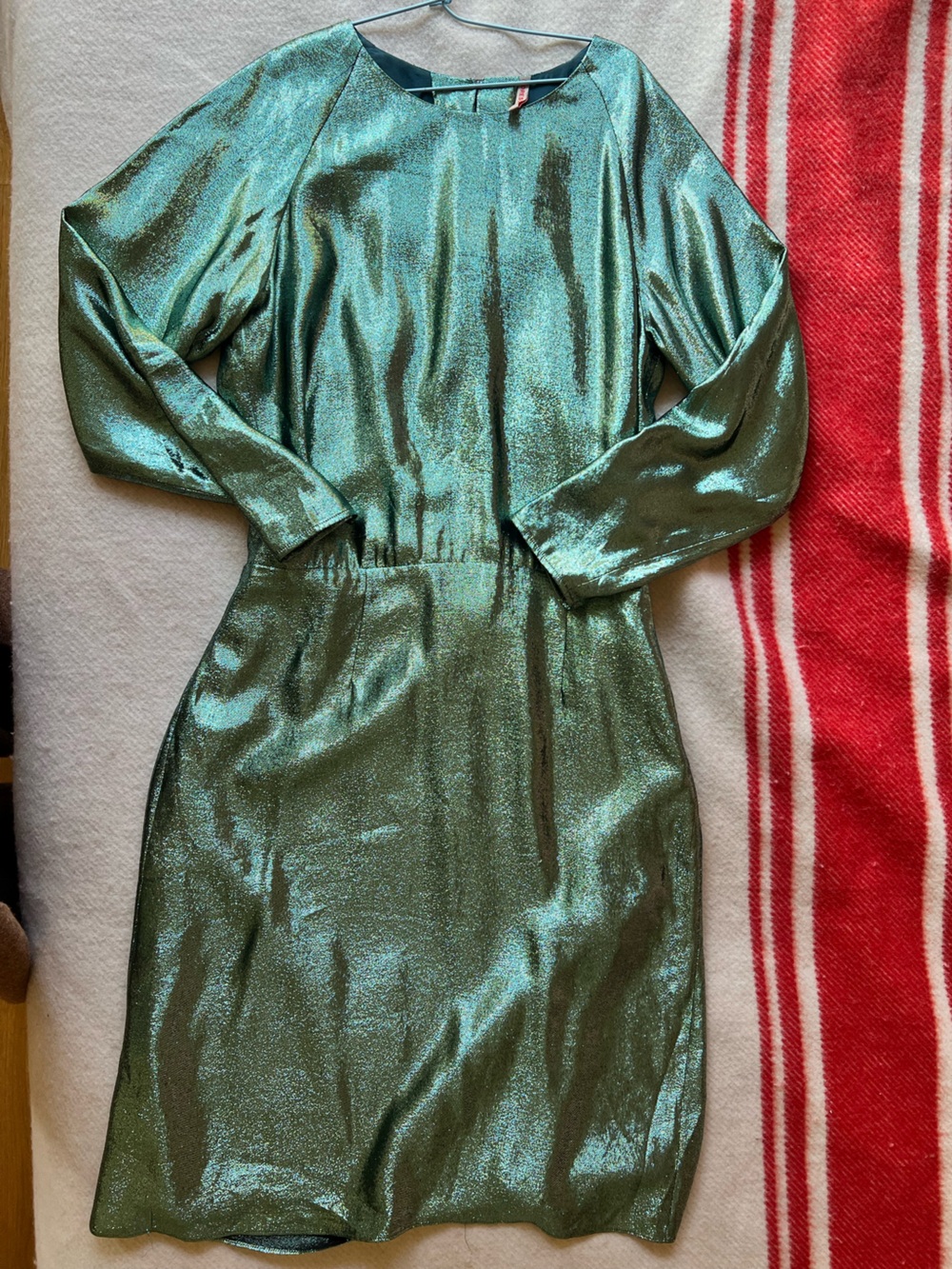 Metallic Green Long-Sleeve Midi Dress European brand